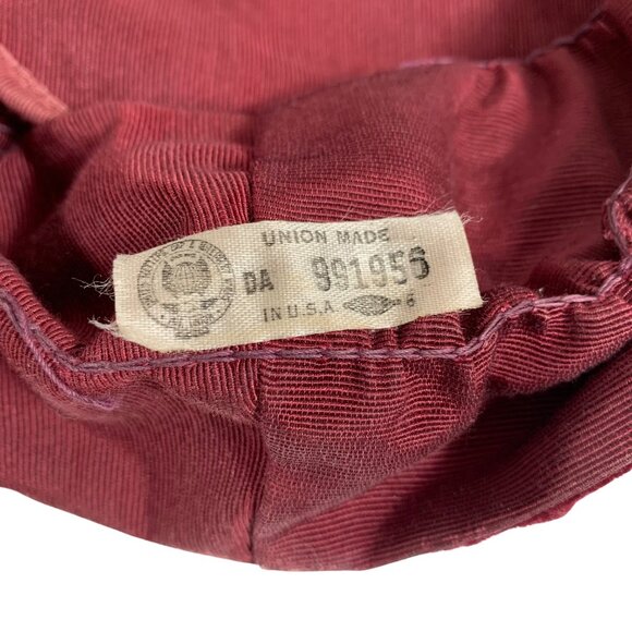 Burgundy Red Velvet Floppy Scrunchy Bucket Cloche Hat + Pink Rose Union Made USA - Picture 5 of 7